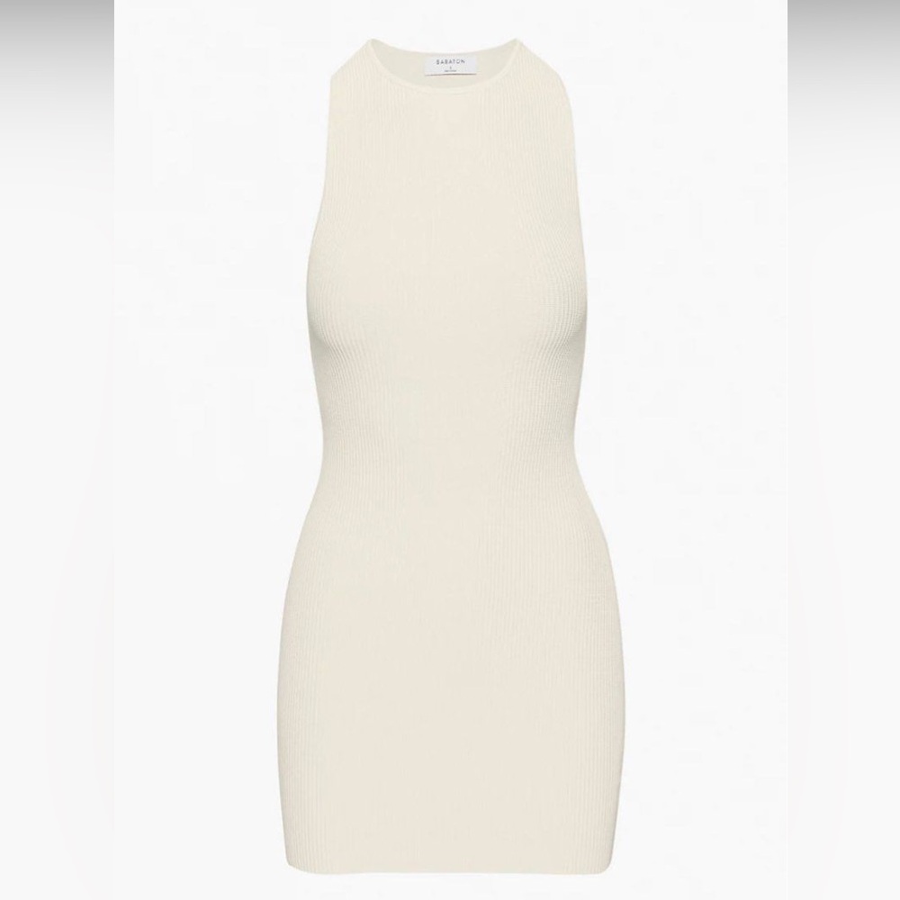 Babaton Sculpt Knit Racer Mini Dresss in Cream. Size Small. Lightly worn